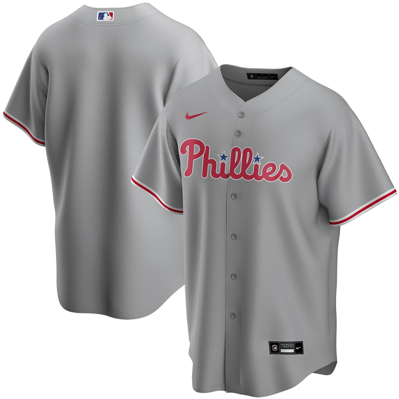 2020 MLB Men Philadelphia Phillies Nike Gray Road 2020 Replica Team Jersey 1